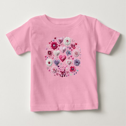 T-shirt Pour Bébé Floral Valentine's Day Heart (Devant)
