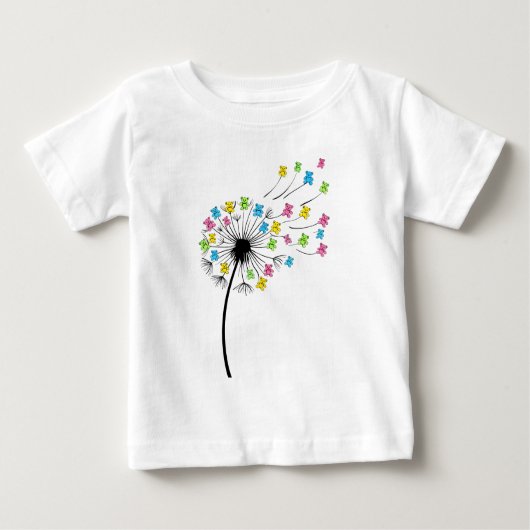 T-shirt Pour Bébé Flying cute bears dandelion flow (Devant)