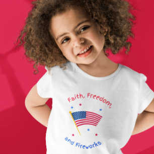 T-SHIRT POUR BÉBÉ FOI, LIBERTÉ, ET FEUX D'ARTIFICE DU QUATRE JUILLET