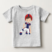 T-shirt Pour Bébé Football Américain, Joli Garçon, Cheveux Brown, Ru (Devant)