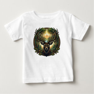 T-shirt Pour Bébé Forêt majestueuse Cerf Nature Art faunique
