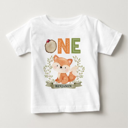 T-shirt Pour Bébé Forêt personnalisée Ist Birthday Forêt Fox (Devant)
