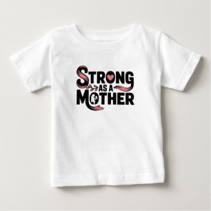 T-shirt Pour Bébé Forte comme une mère bébé - Bébé noir et rose