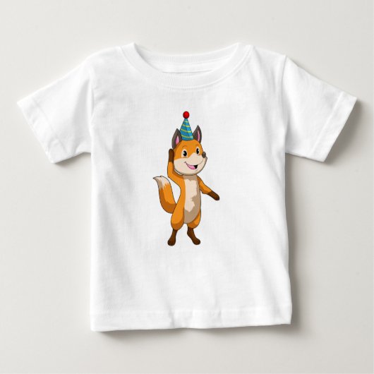 T-shirt Pour Bébé Fox à la fête avec casquette de parti (Devant)