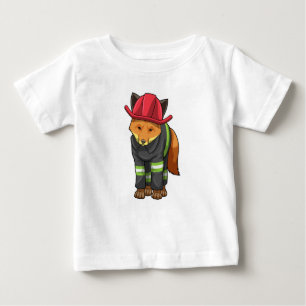 T-shirt Pour Bébé Fox as Firefighter avec Helmet