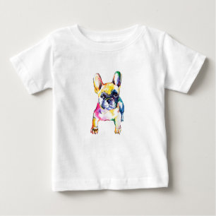 T-shirt Pour Bébé Français Bulldog Aquarelle Dessin À La Main Pour A