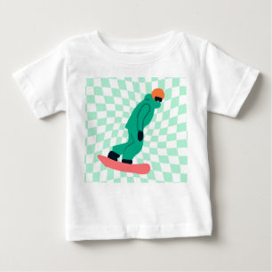 T-shirt Pour Bébé Freeride Snowboardeur En Costume Vert À damiers