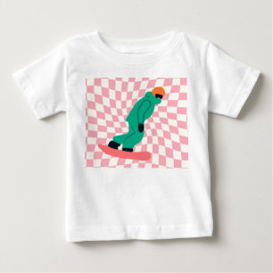 T-shirt Pour Bébé Freeride Snowboardeur En Costume Vert À damiers