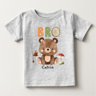 T-shirt Pour Bébé Frère personnalisé Woodland premier anniversaire