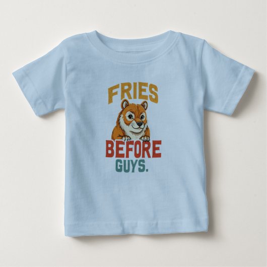 T-shirt Pour Bébé "Fries avant les garçons" (Devant)