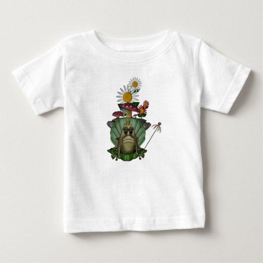 T-shirt Pour Bébé Frog Princess Champignons Fleurs  (Devant)