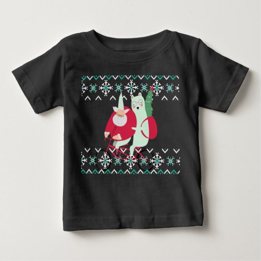 T-shirt Pour Bébé Fun Père Noël Fêtes de Noël (Devant)