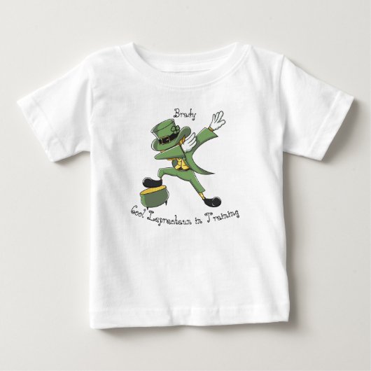 T-shirt Pour Bébé Fun St Patrick Dabbing Leprechaun Nom des enfants (Devant)