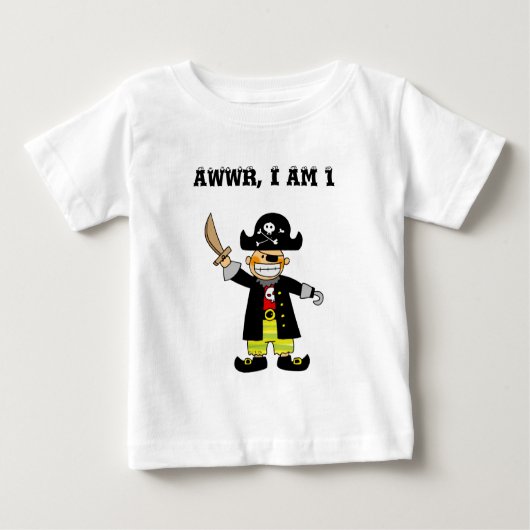 T-shirt Pour Bébé Funky Pirate Anniversaire Âge 1 Design (Devant)