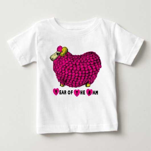 T-shirt Pour Bébé Funky rose bélier chinois année Zodiac bélier T (Devant)
