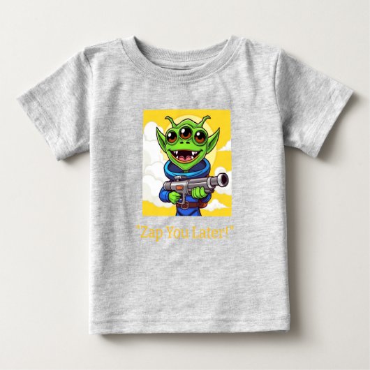 T-shirt Pour Bébé Funny Alien vert avec Ray Gun | Cartoon SpT-Shirt (Devant)