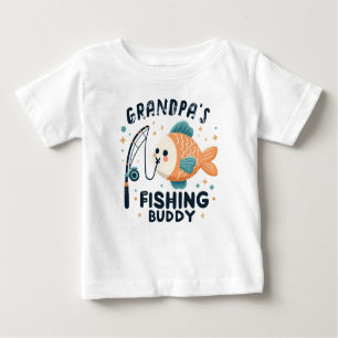 T-shirt Pour Bébé Funny Baby Fish Grand-père's Fishing Buddy Baby