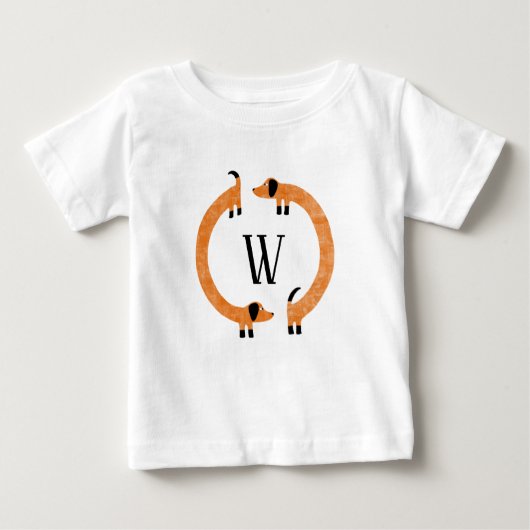 T-shirt Pour Bébé Funny Dachshund Saucisse Chien Monogramme (Devant)