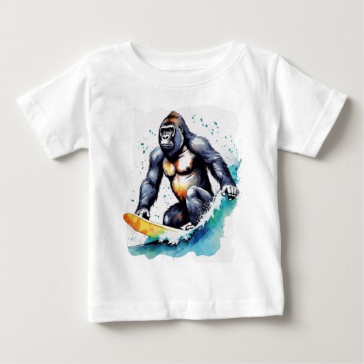 T-shirt Pour Bébé Funny gorilla surf (Devant)