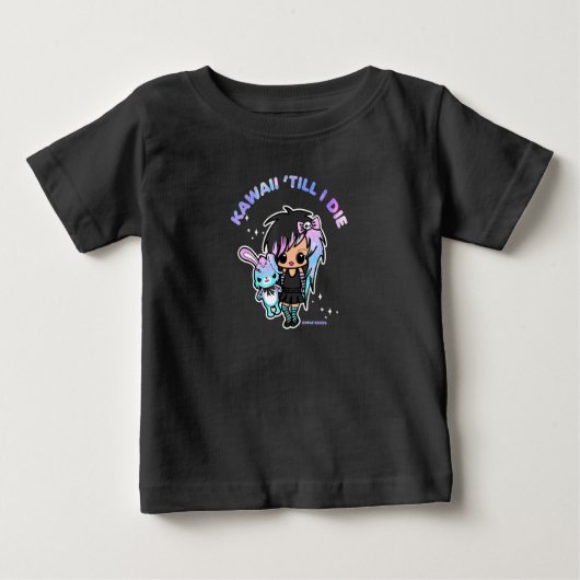 T-shirt Pour Bébé Funny Kawaii Pastel Goth Emo Gothique Chibi Anime  (Devant)