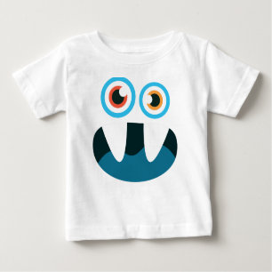 T-shirt Pour Bébé Funny mignon monstre bleu visage ouvert bouche