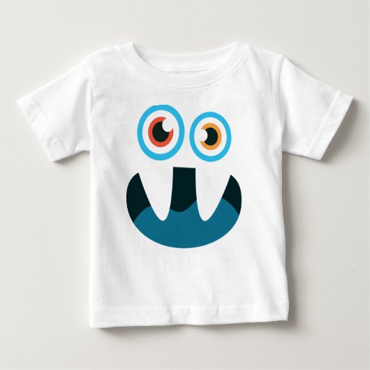 T-shirt Pour Bébé Funny mignon monstre bleu visage ouvert bouche (Devant)