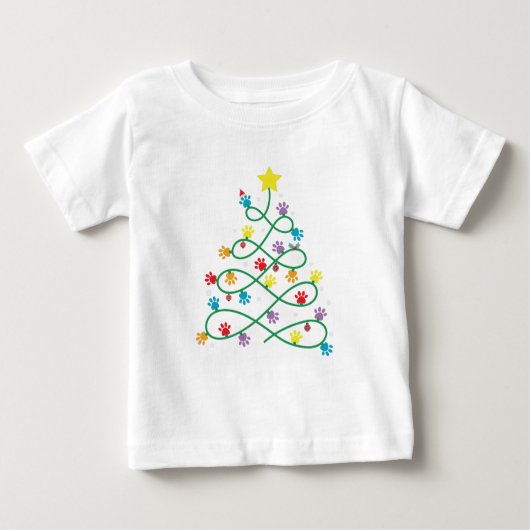 T-shirt Pour Bébé Funny Noël Paw Tree Puppy Paws GIft (Devant)