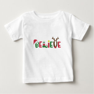 T-shirt Pour Bébé Funny Père Noël Casquette croire Snowflakes Noël