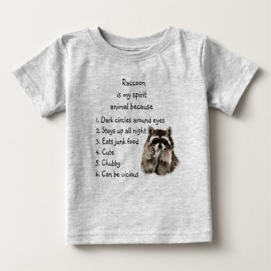T-shirt Pour Bébé Funny Raccoon Spirit Animal Humour mignon Aquarell (Devant)