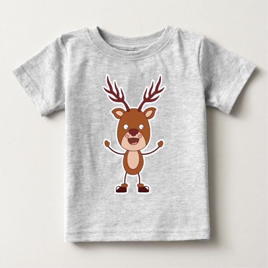 T-shirt Pour Bébé Funny Reindeer (Devant)
