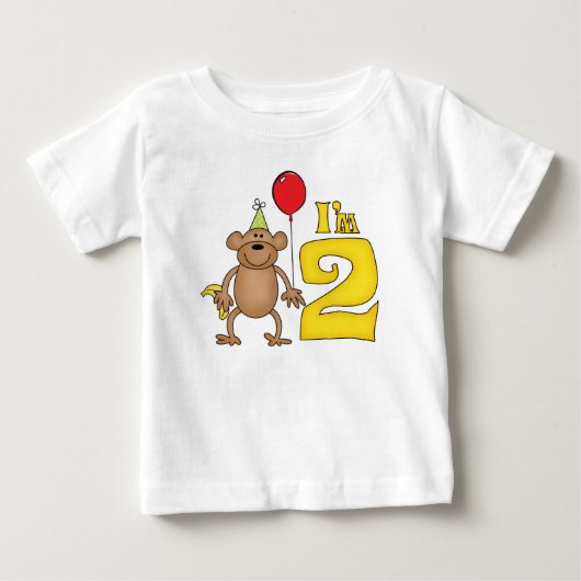 T-shirt Pour Bébé Funny Singe 2e anniversaire (Devant)