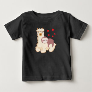 T-shirt Pour Bébé Funny Sloth Riding Llama Shirt drôle Coeurs d'Alp