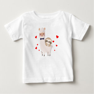 T-shirt Pour Bébé Funny Sloth Riding Llama Shirt drôle Coeurs d'Alp