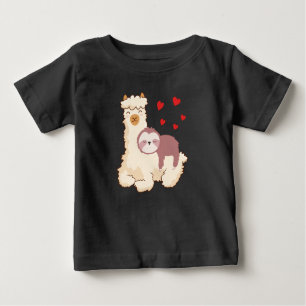 T-shirt Pour Bébé Funny Sloth Riding Llama Shirt drôle Coeurs d'Alpa