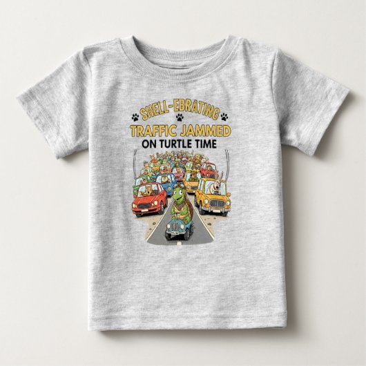 T-shirt Pour Bébé Funny Turtle Traffic Jam Shell-ebrating (Devant)