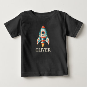 T-shirt Pour Bébé Fusée spatiale de dessin animé mignonne personnali