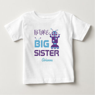 T-shirt Pour Bébé Futur mignon pourpre de grande soeur de robot