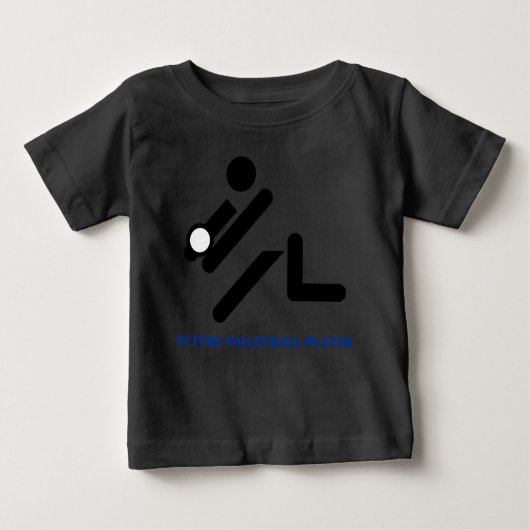 T-shirt Pour Bébé Futur noir de joueur de volleyball, coutume bleue (Devant)