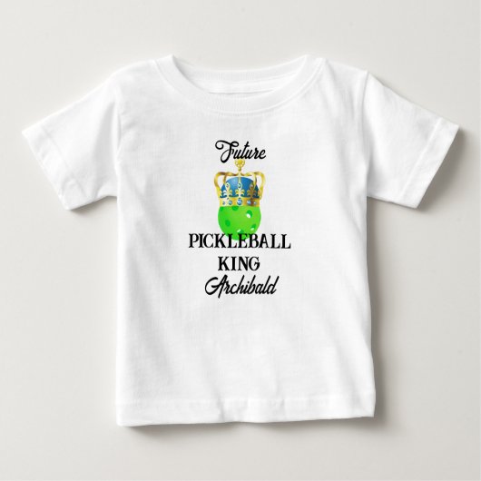 T-shirt Pour Bébé Futur Pickleball King Baby Green Ball en Couronne (Devant)