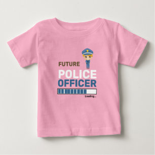 T-shirt Pour Bébé Futur Policier Chargement Rose Personnalisé