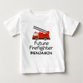 T-shirt Pour Bébé Futur pompier Personnalisé Camion-Camion Garçons T (Devant)