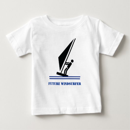 T-shirt Pour Bébé Futur windsurfer noir, bleu planche à voile person (Devant)