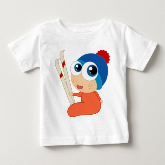 T-shirt Pour Bébé Future pièce en t de bébé de skieur (Devant)