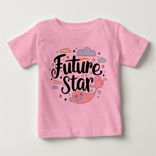 T-shirt Pour Bébé Future Star - Whimsical Baby Bump (Devant)