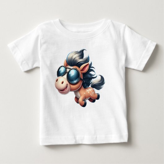 T-shirt Pour Bébé Galloping funny horse (Devant)