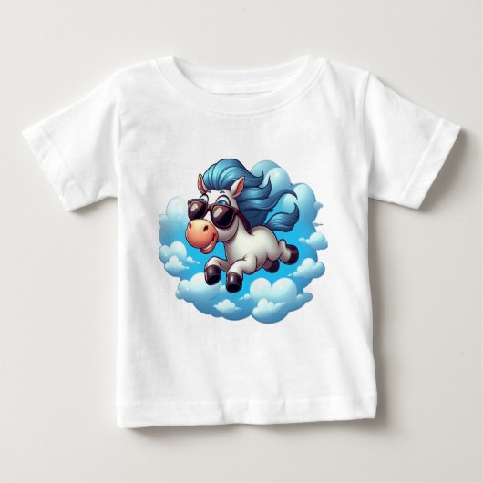 T-shirt Pour Bébé Galloping funny horse (Devant)