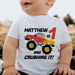 T-shirt Pour Bébé Garçon 1er Anniversaire Monster Camion Personnalis