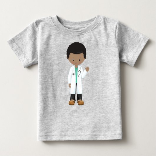 T-shirt Pour Bébé Garçon Afro-Américain, Docteur, Blouse de Laborato (Devant)