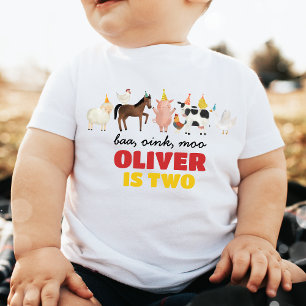 T-shirt Pour Bébé Garçon Anniversaire Animaux de la Ferme