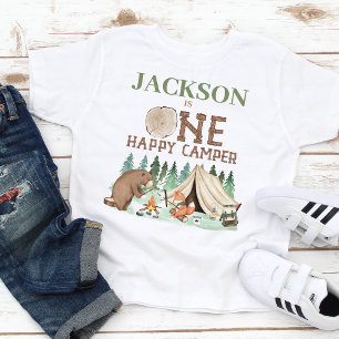 T-shirt Pour Bébé Garçon Brun Vert Un Joyeux Campeur 1er Anniversair